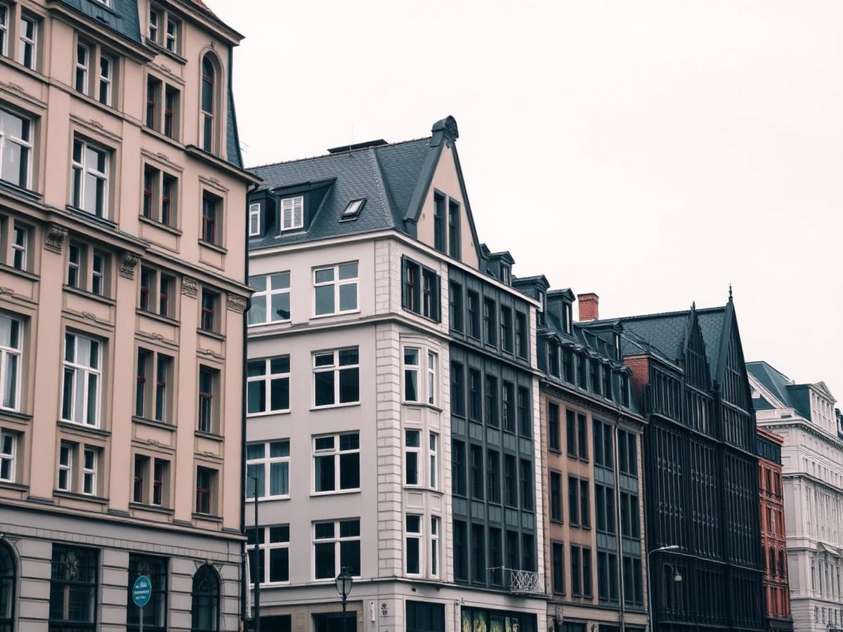 Historic and modern building facades on a German city street